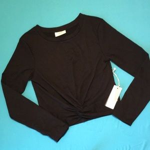 Black Long Sleeve Crop Top Size L